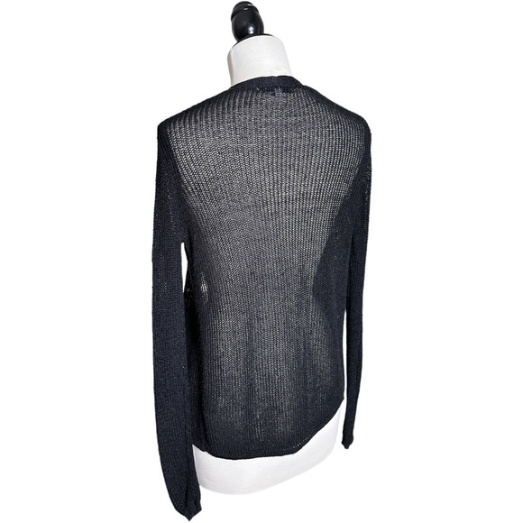 Ines De la Fressange Paris Uni Glo Linen Blend Open Front Black Cardigan S - Picture 5 of 7